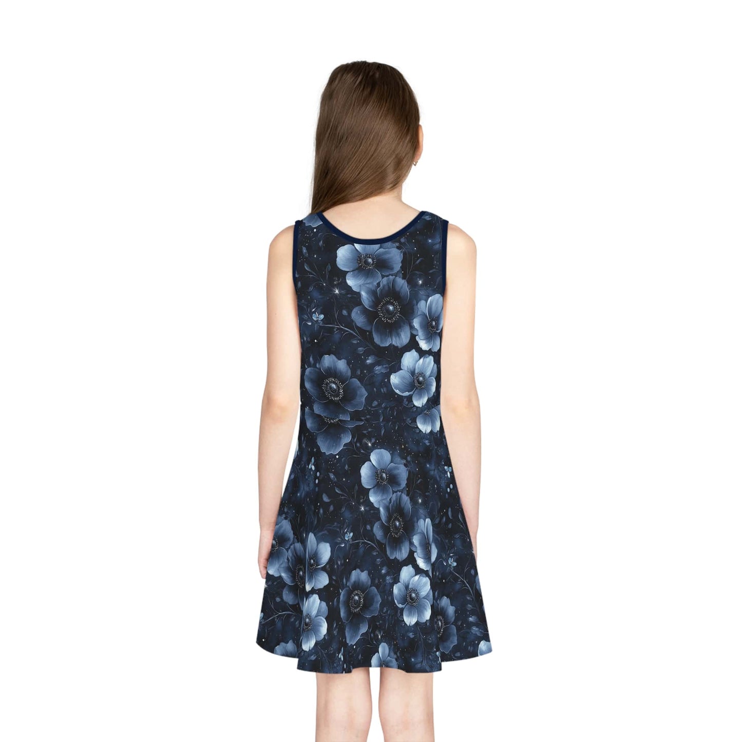 Midnight Blossoms Girls' Sleeveless Sundress