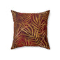 Crimson Palm Veil Throw Pillow