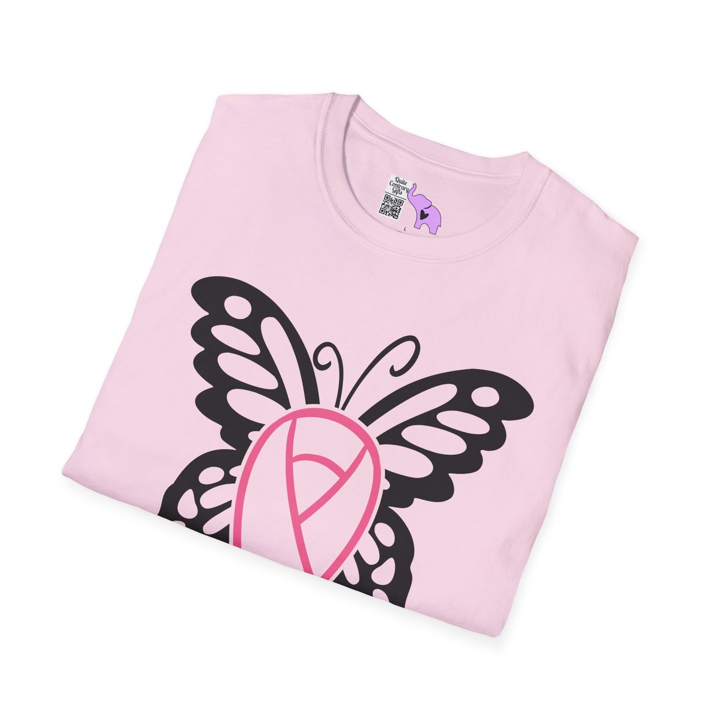 Butterfly Pink Support Ribbon Adult T-shirt
