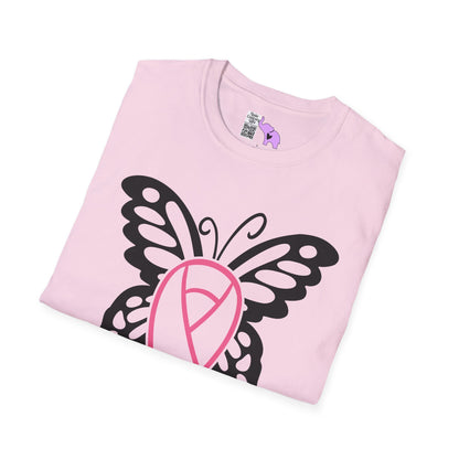 Butterfly Pink Support Ribbon Adult T-shirt