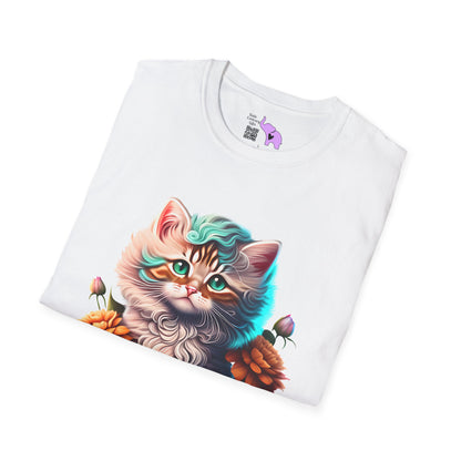 Cute Colorful Kitten in Flowers 3 T-shirt