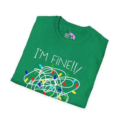 I'm Fine Everything Is Fine (String Lights) Adult T-shirt