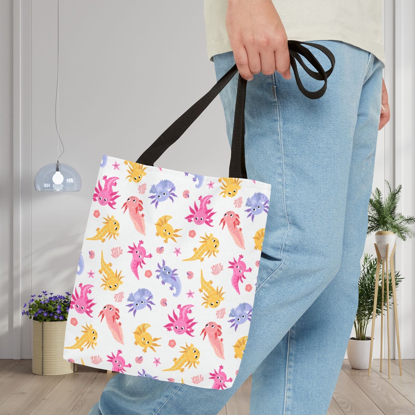 Axolotl Whimsy Canvas Tote Bag