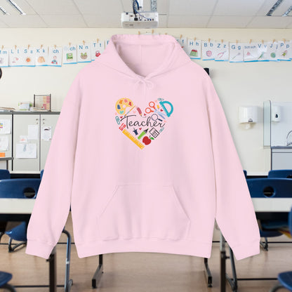 Teacher Supply Heart Heavy Blend™ Hooded Sweatshirt