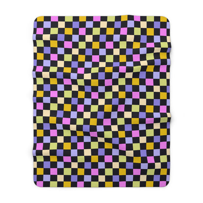 Joyful Checkerboard Fleece Blanket