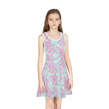 Berry Sorbet Camo Girls' Sleeveless Sundress