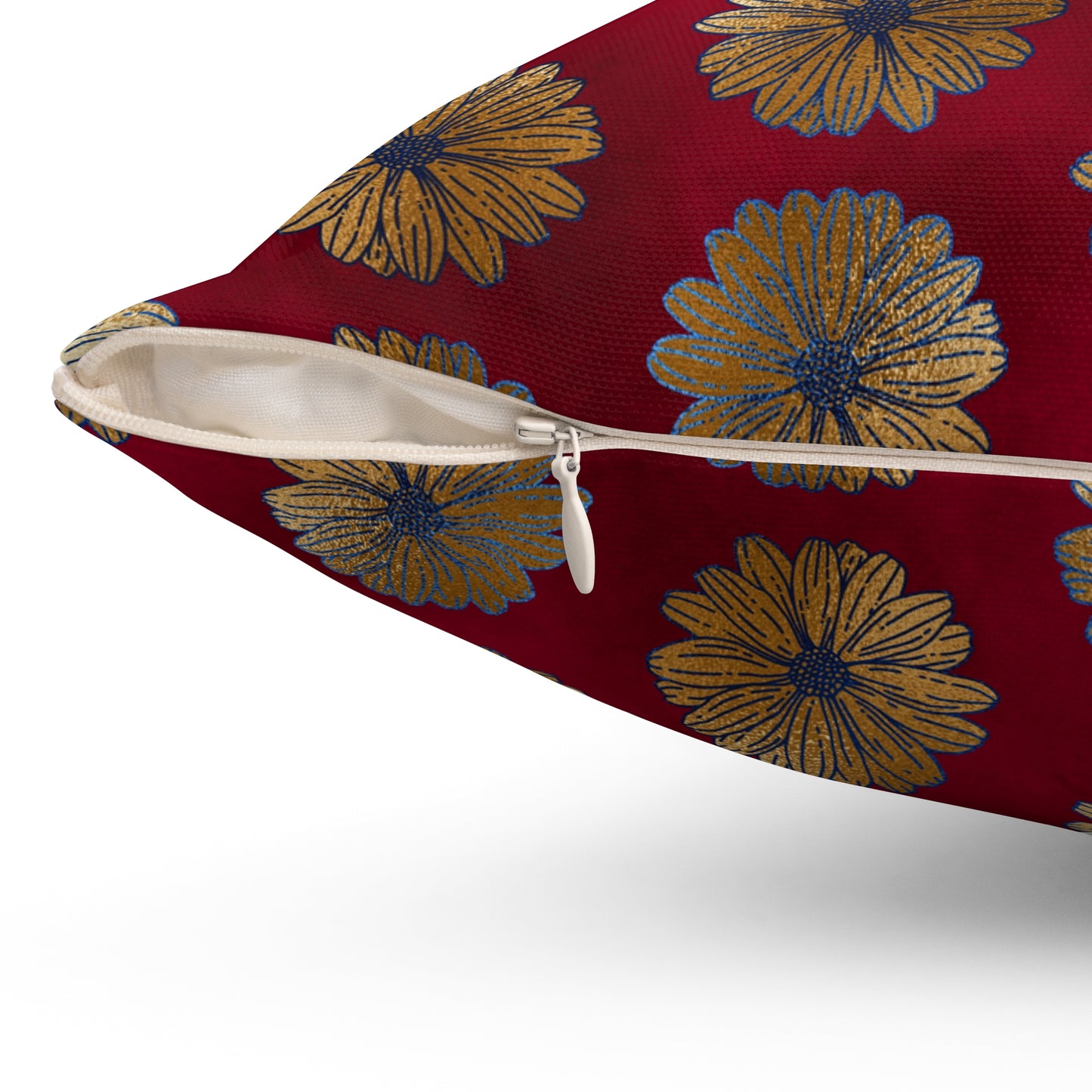 Majestic Crimson Daisies Throw Pillow