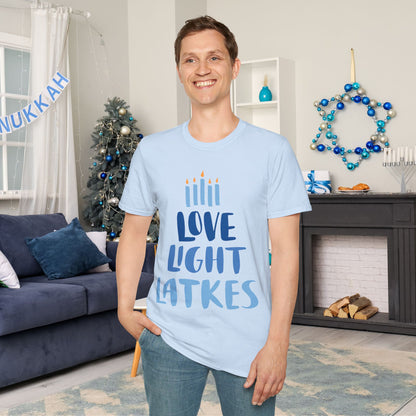 Hanukkah Love Light Latkes Adult T-shirt
