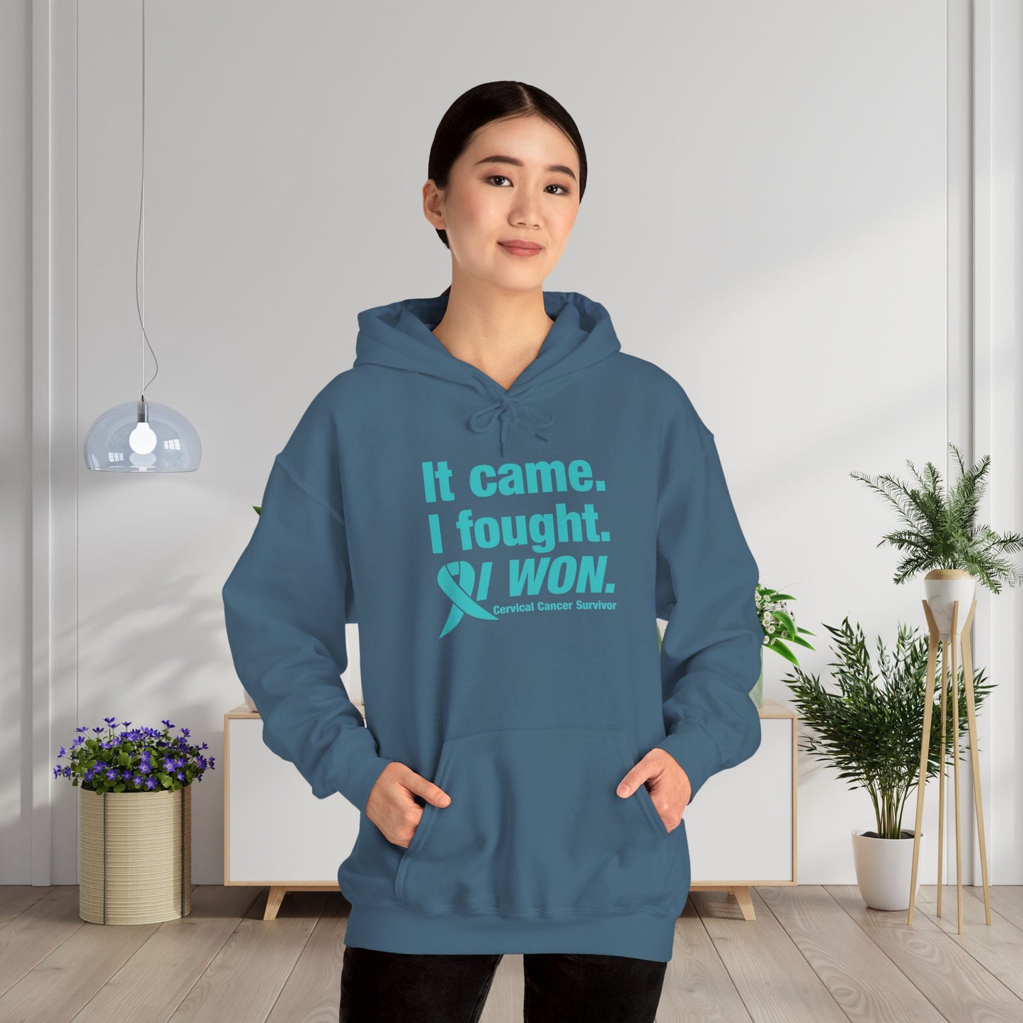 It Came I Fought I Won Cervical Cancer Awareness Adult Heavy Blend™ Hoodie