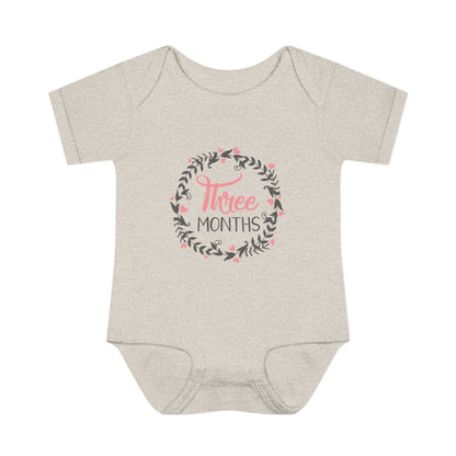 Pink Milestone Wreath Onesie-Three Months