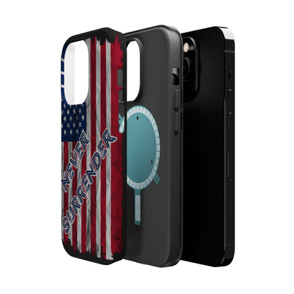 Never Surrender American Flag MagSafe® Compatible Tough Case for iPhone