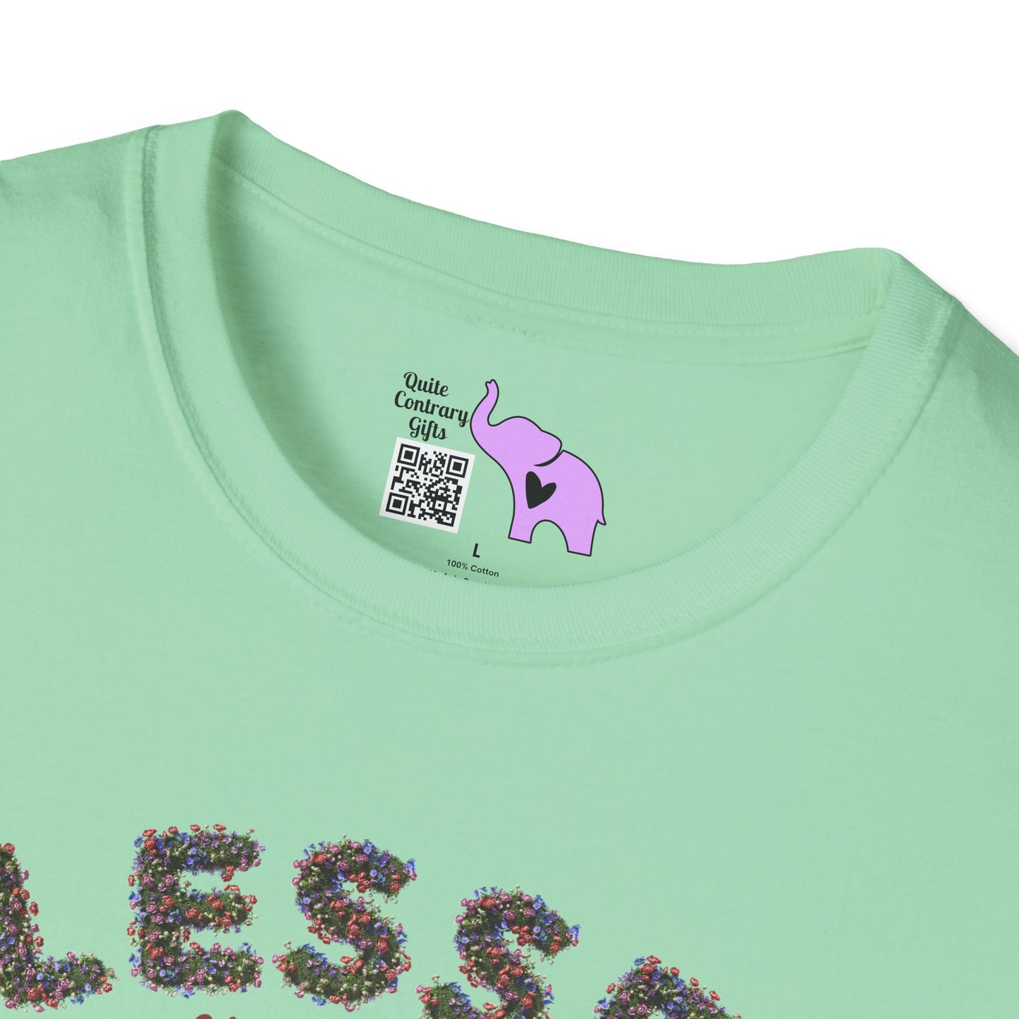 Blessed w/Heart (Floral) Adult T-shirt