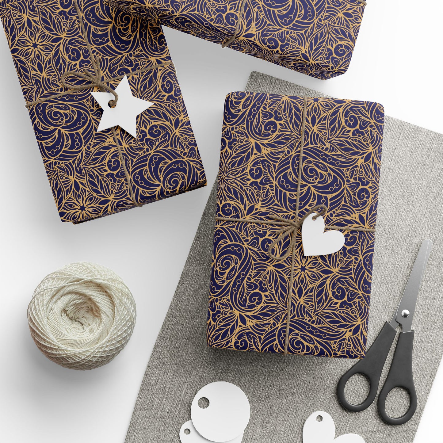Golden Midnight Radiance Mandala Wrapping Paper