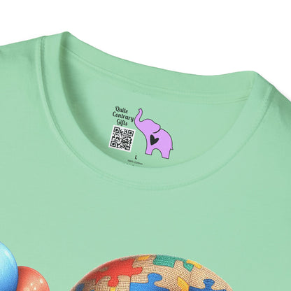 Autism Awarness Gnome w/Balloons Adult T-shirt