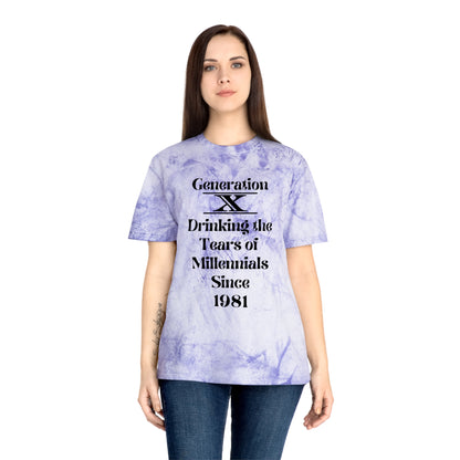 Gen X Drinking the tears of Millennials since 1981 Unisex Color Blast T-Shirt