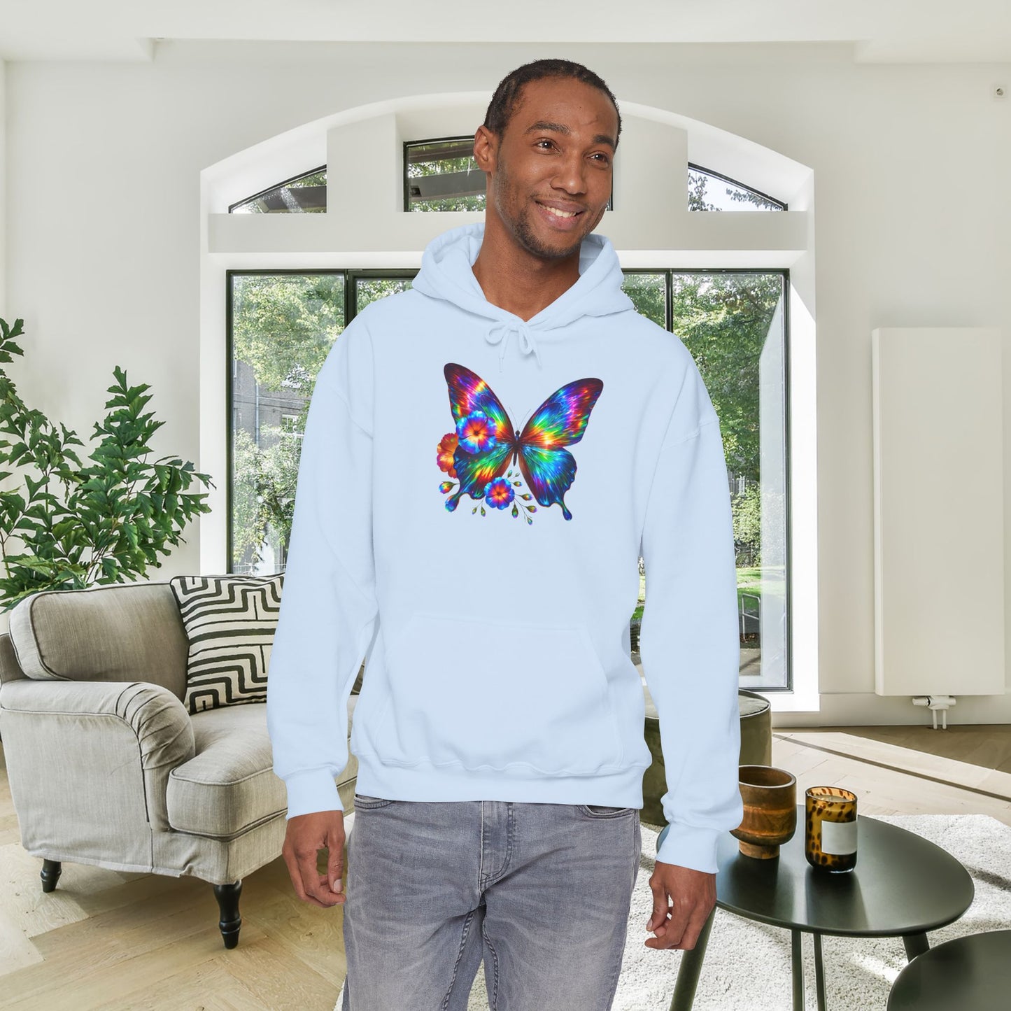 Floral Butterfly Heavy Blend™ Hooded Sweatshirt