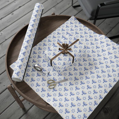 Menorah/Star of David Hanukkah Wrapping Paper