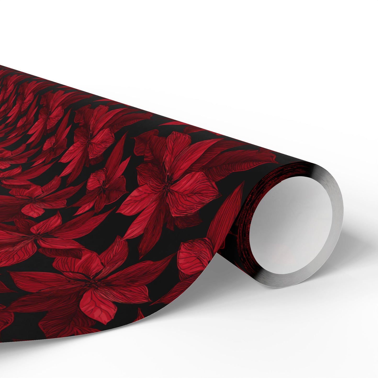 Midnight Poinsettia Garden Wrapping Paper