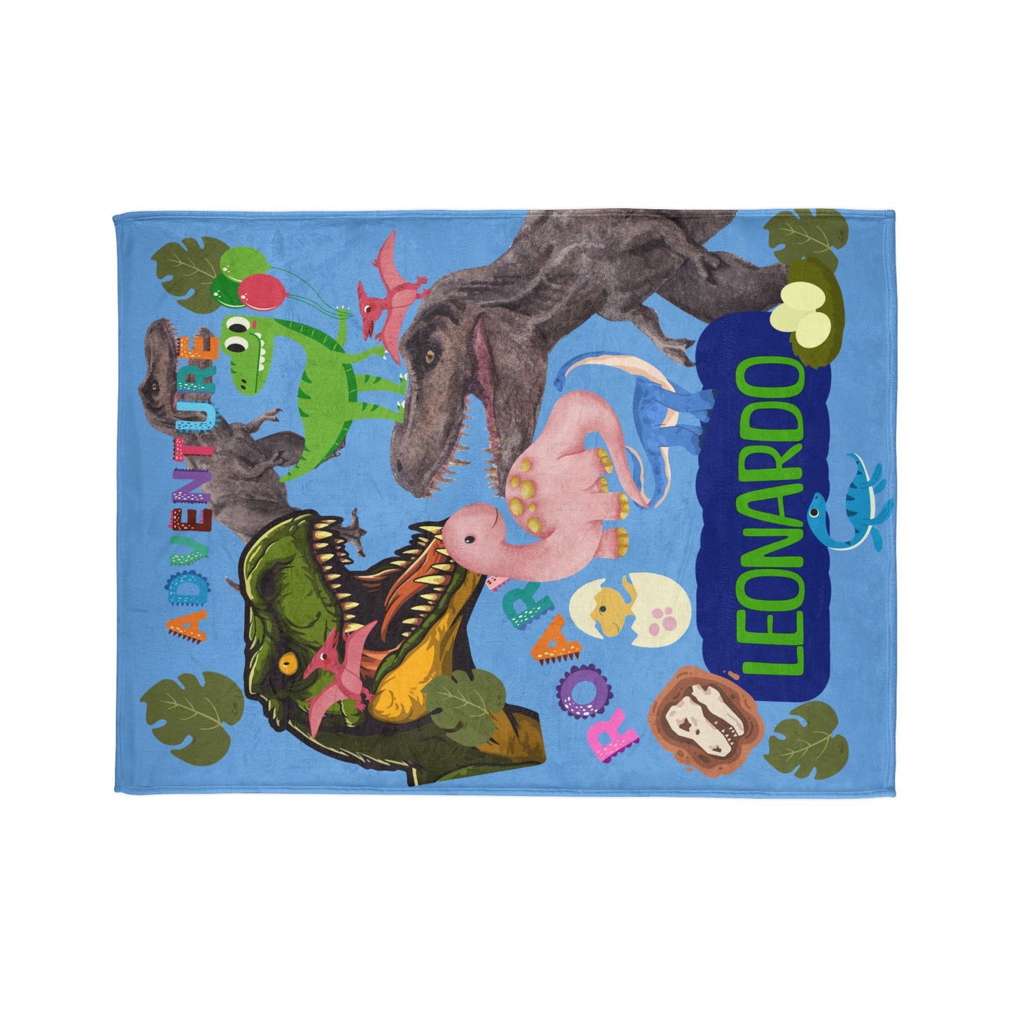 Custom Name Dinosaur Soft Polyester Blanket