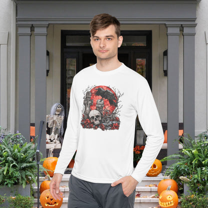 Halloween Graveyard w/Skull Adult Long Sleeve Tee