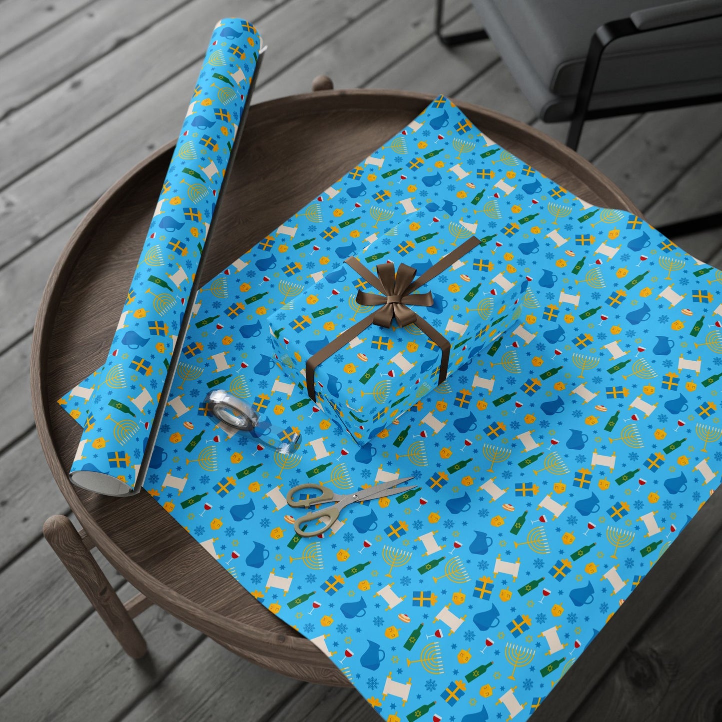 Festive Glow Hanukkah Wrapping Paper
