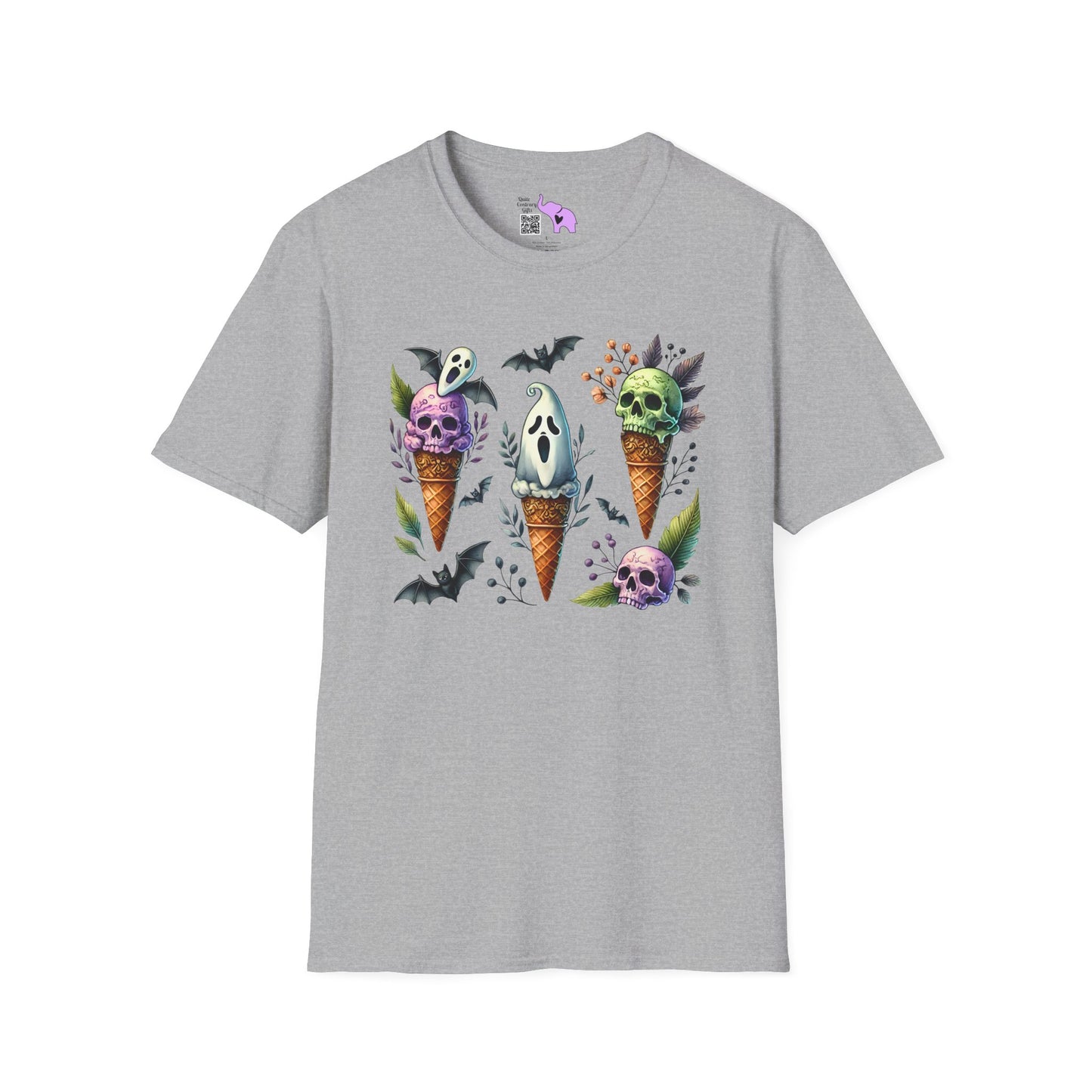 Ice Cream Cones w/Pumpkins and Ghost Adult  T-shirt