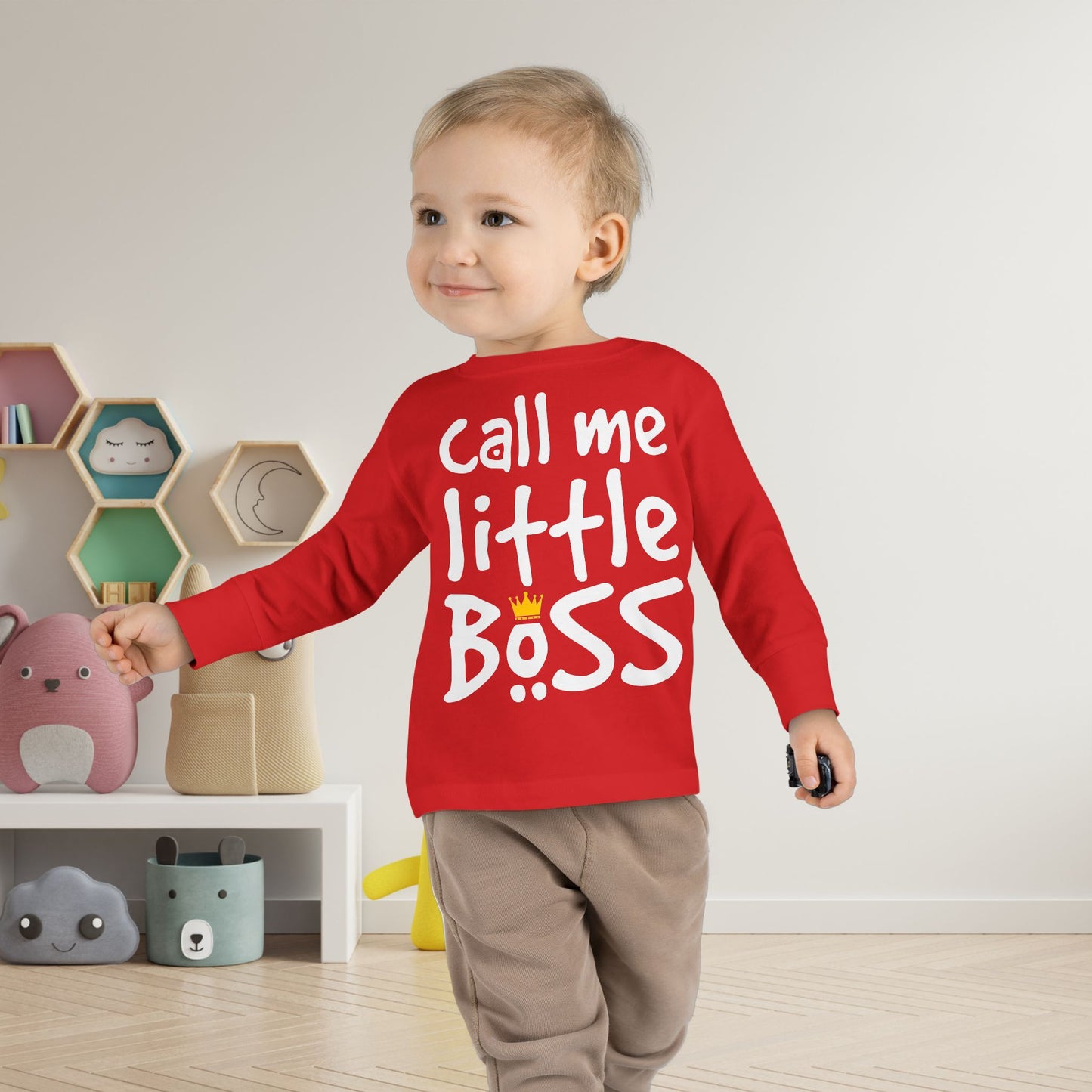 Call Me Little Boss Toddler Long Sleeve Tee
