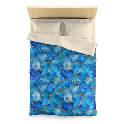 Turquoise Marble Print Microfiber Duvet Cover