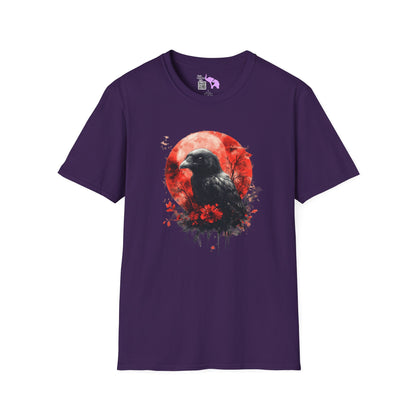 Creepy Raven with Full Moon Adult T-shirt