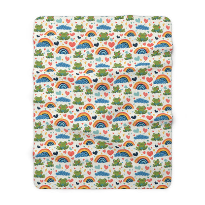 Ribbit Rainbows Sherpa Fleece Blanket
