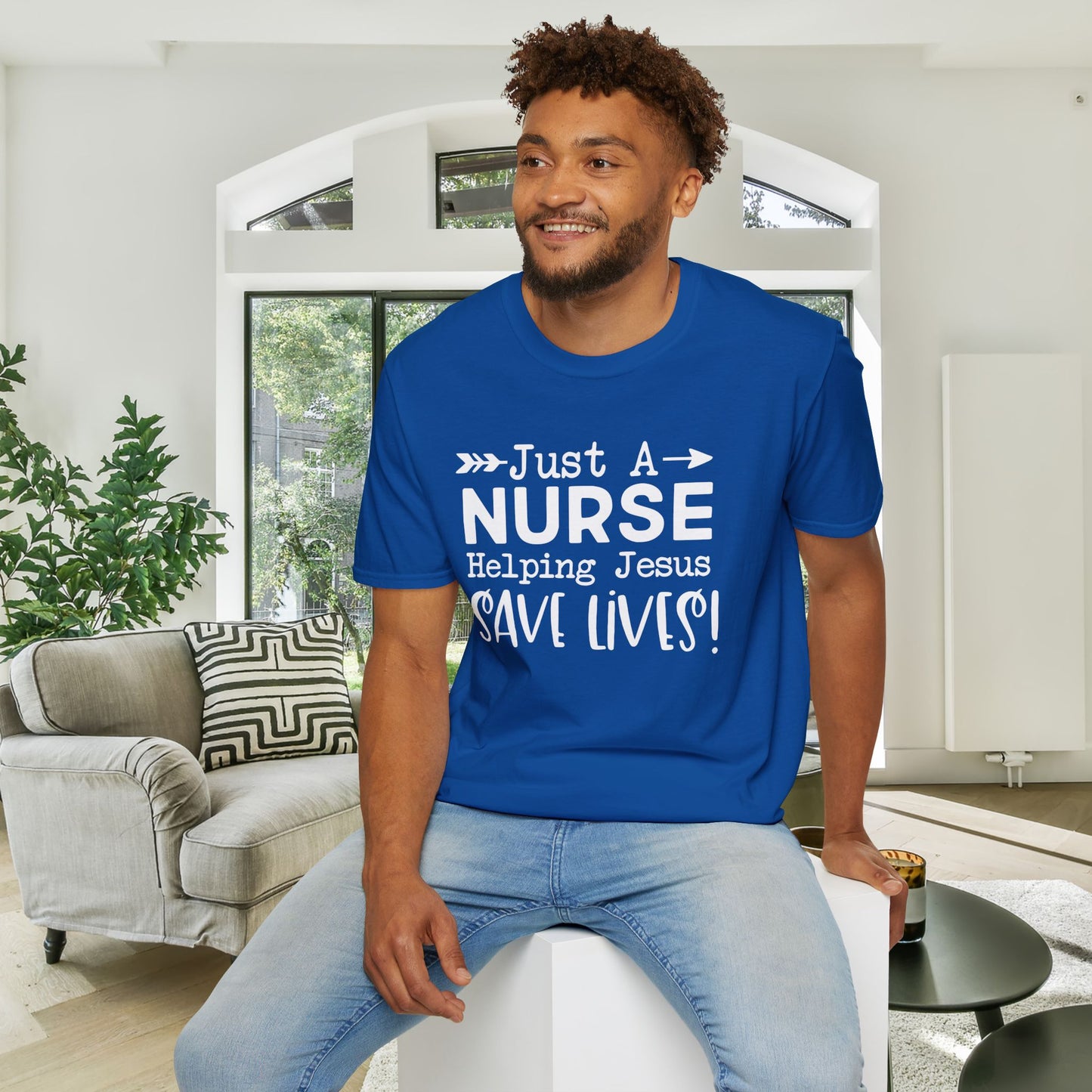 Just A Nurse Helping Jesus Save Lives Adult T-shirt