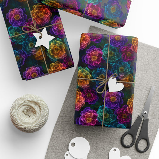 Neon Whisper Blooms Wrapping Paper