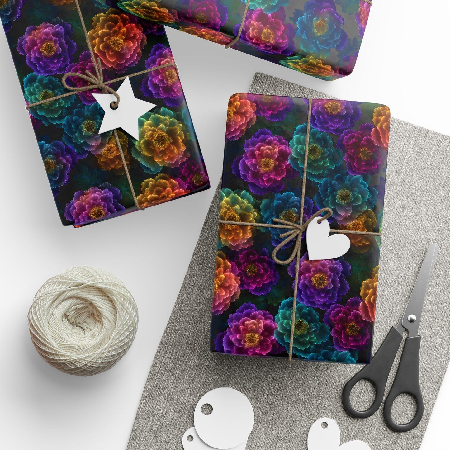 Neon Whisper Blooms Wrapping Paper