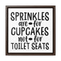 Sprinkles Are For Cupcakes Not For Toilet Seats 2 Canvas Wraps, Square Frame