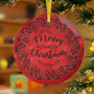Merry Christmas Wreath Glass Ornament
