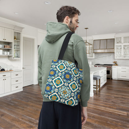 Mediterranean Lace Canvas Tote Bag