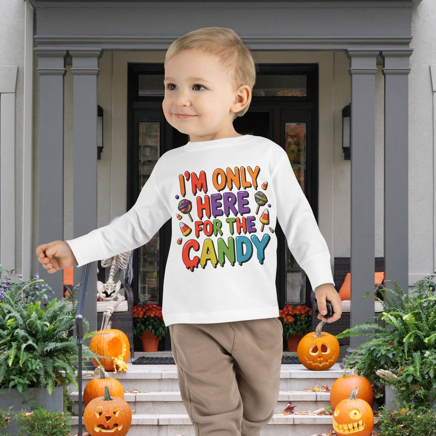 I'm Only Here For The Candy Toddler Long Sleeve Tee