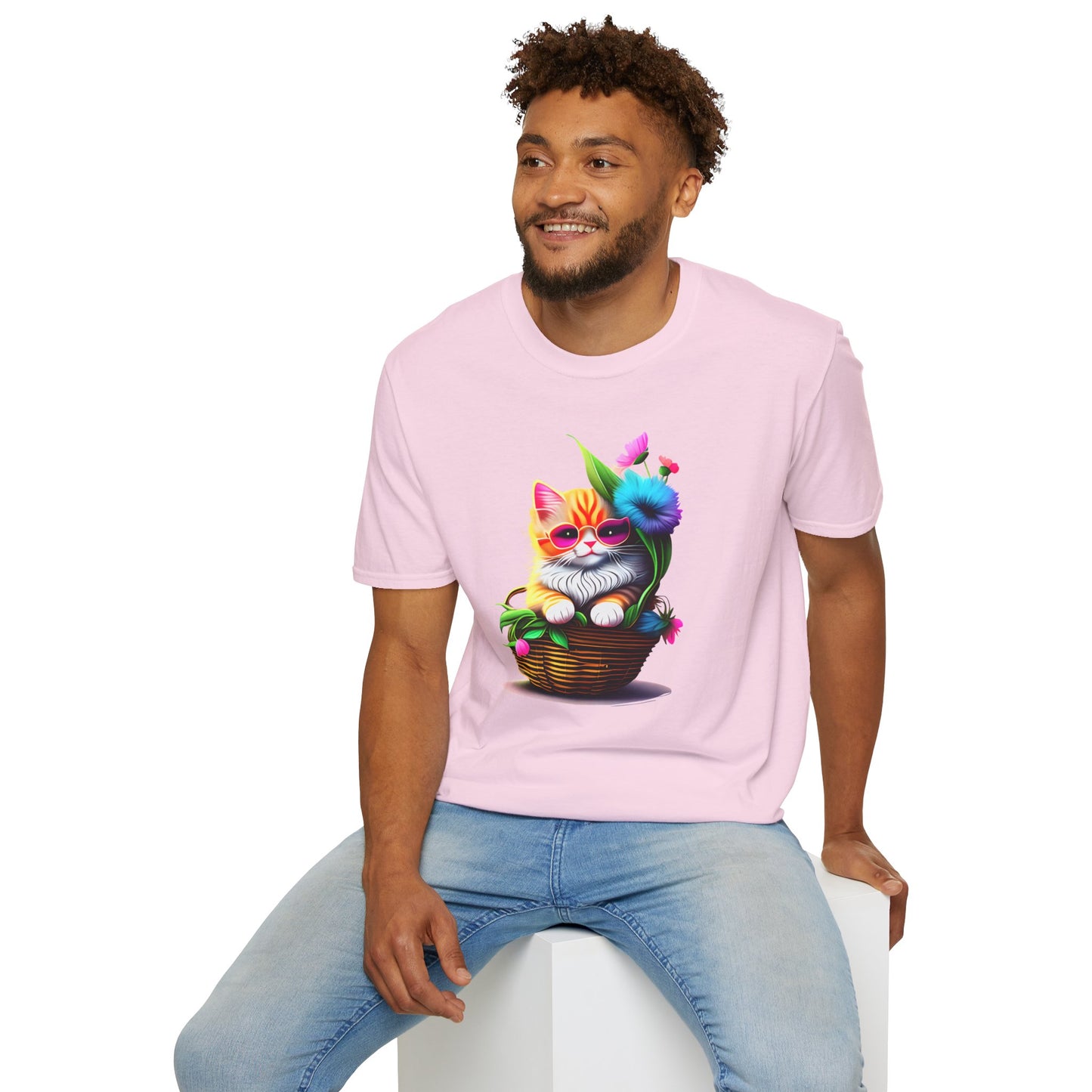 Cute Colorful Kitten in Flowers 2 T-shirt