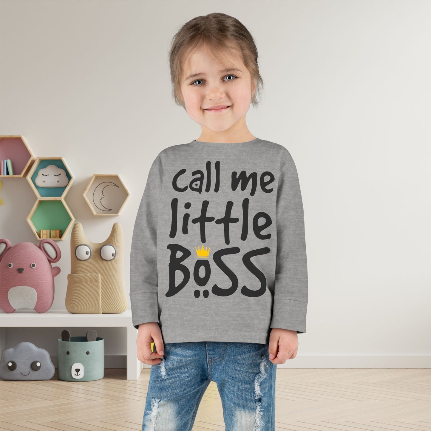 Call Me Little Boss Toddler Long Sleeve Tee