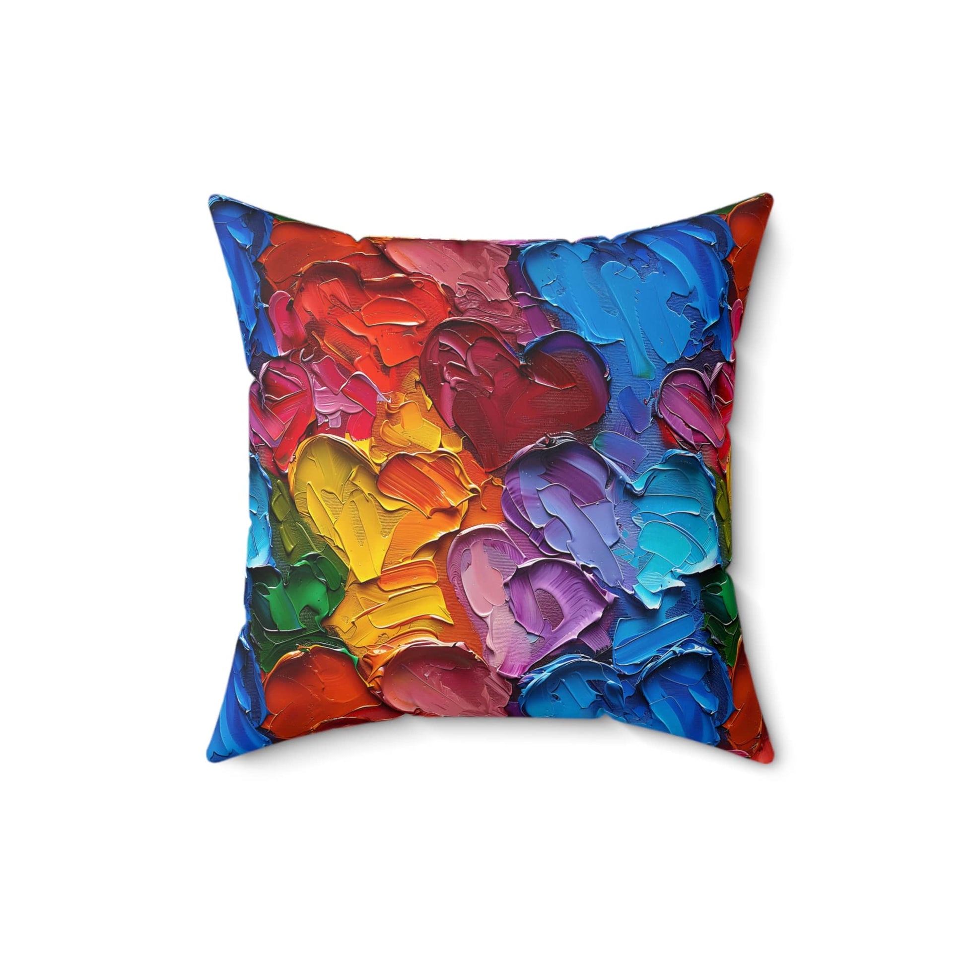 Palette Knife Hearts Throw Pillow