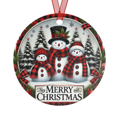 Merry Snowmen Trio Metal Ornament