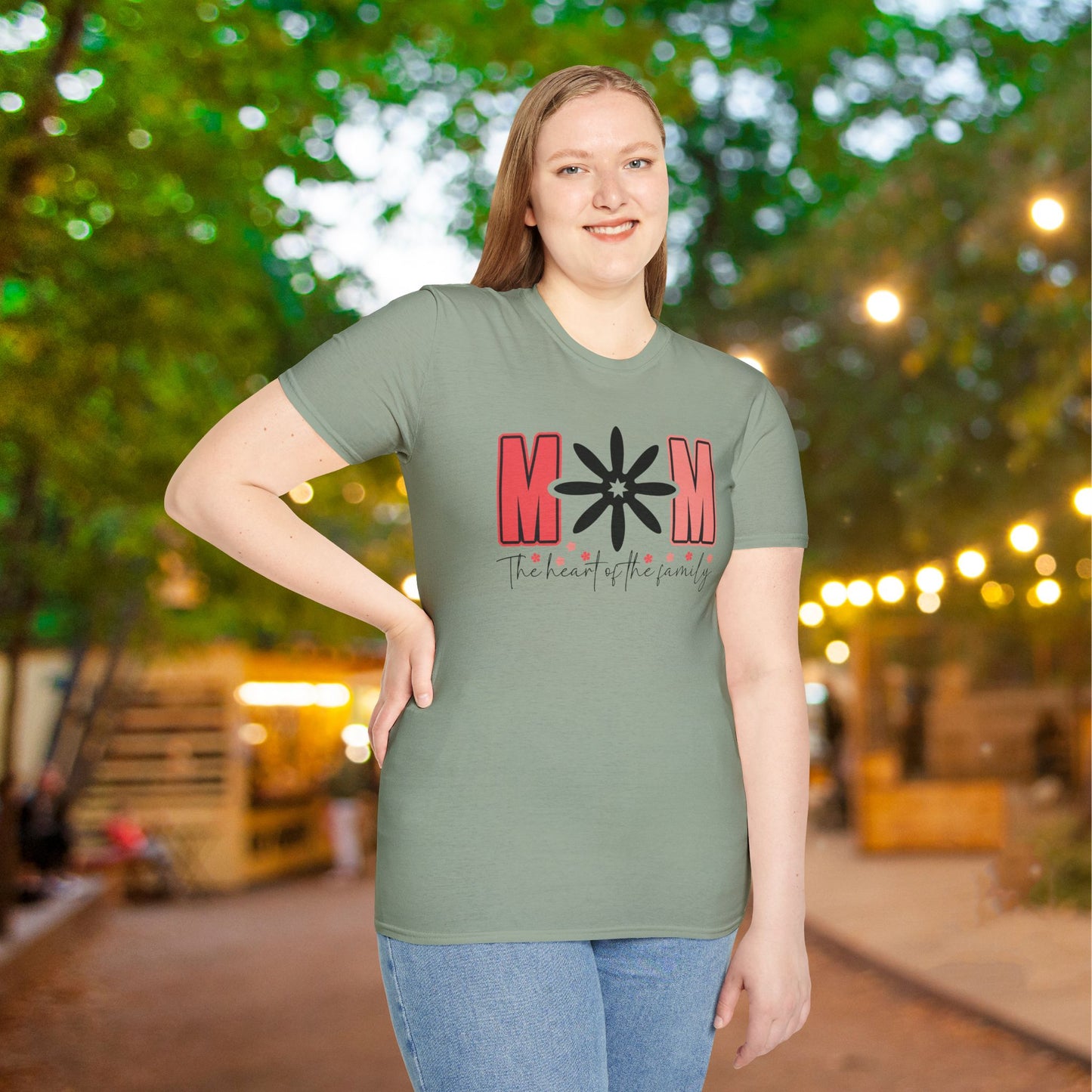 Mom The Heart Of The Family Adult T-shirt