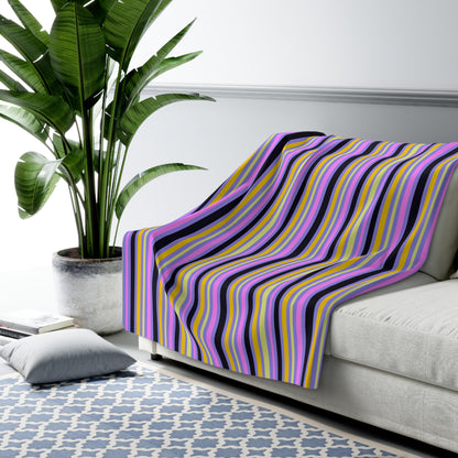 Midnight Pop Stripes Fleece Blanket