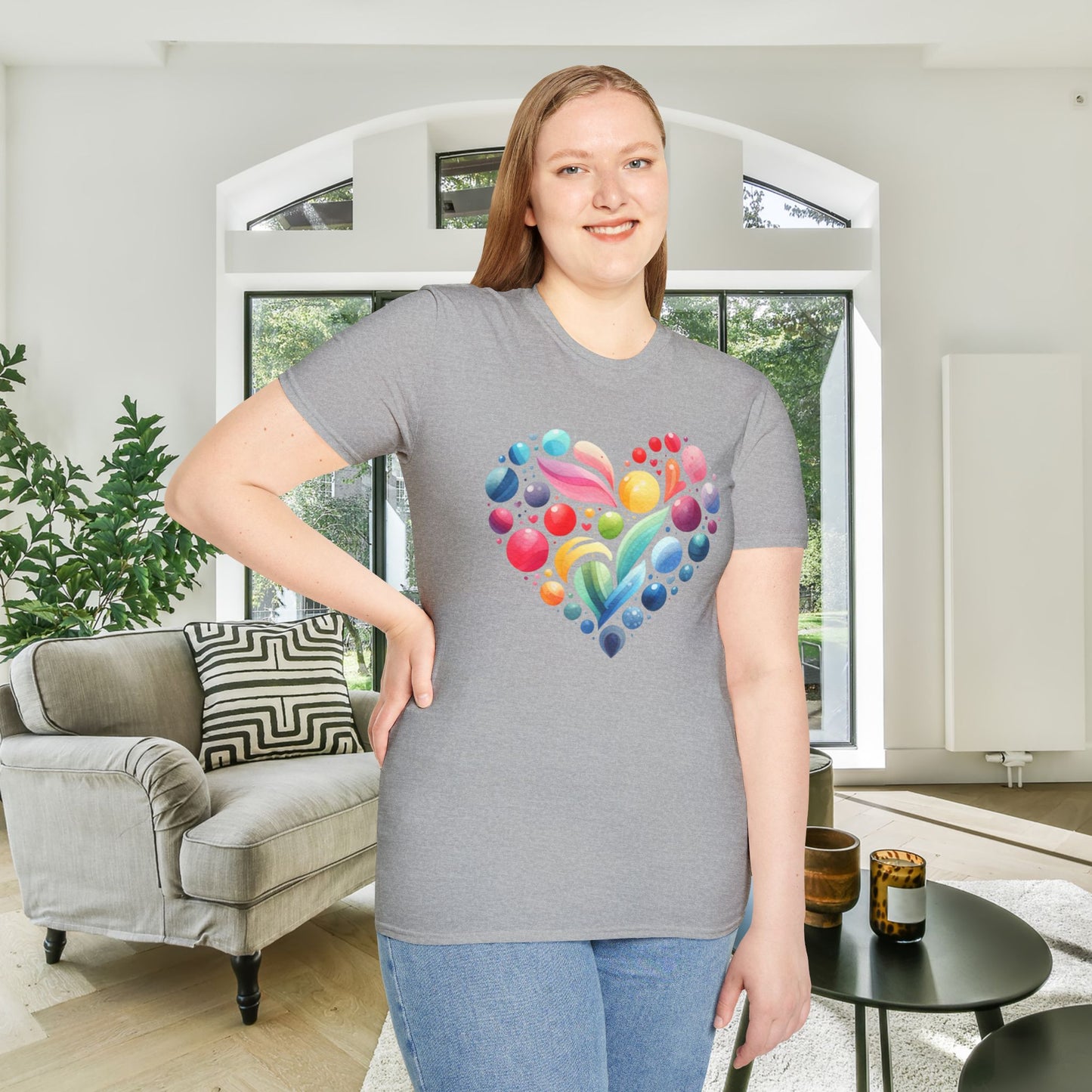 Color Pop Heart Adult T-shirt