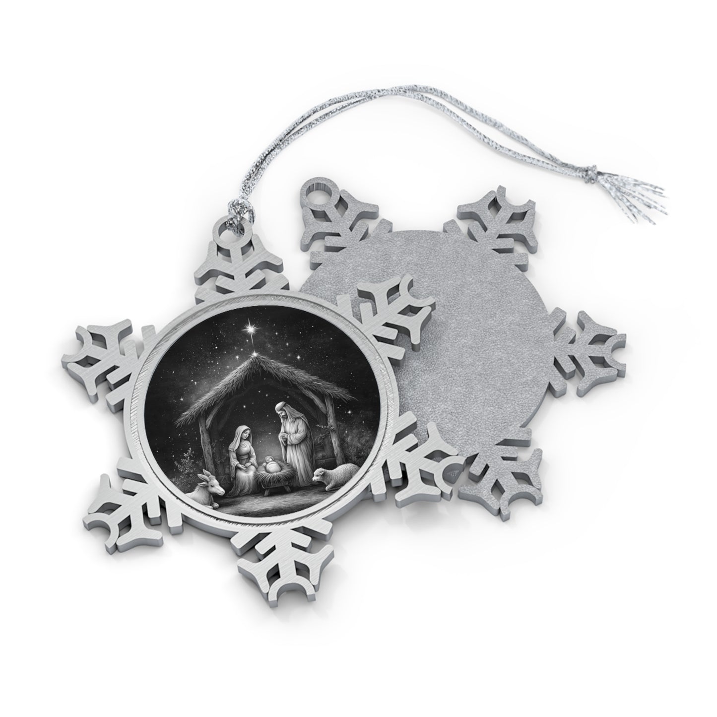 Oh Holy Night Pewter Snowflake Ornament