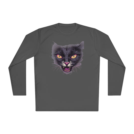 Black Cat Face Adult Long Sleeve Tee