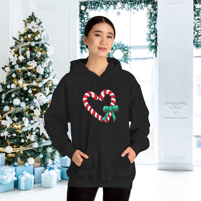 Candy Cane Heart Adult Heavy Blend™ Hooded Sweatshirt