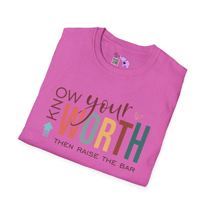 Know Your Worth Then Raise The Bar Adult T-shirt