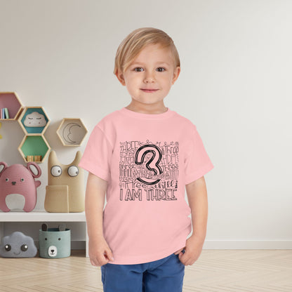 I Am Three Typography Toddler Tee