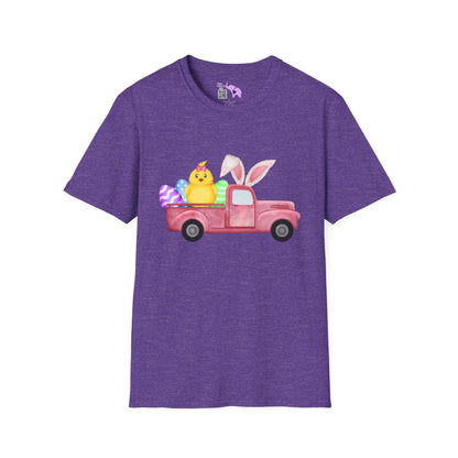 Easter Chick & Eggs In Vintage Truck Adult T-shirt